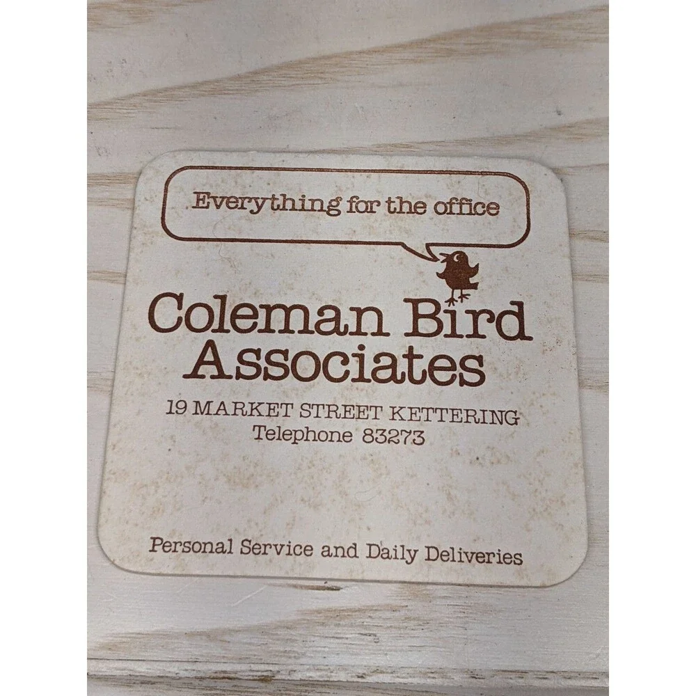 Vtg Kettering Photo Views  Coasters Set of 6 England Barware Pub Coleman Bird AD